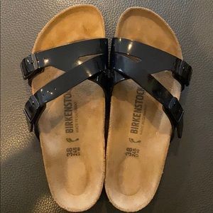 Birkenstock black patent leather sandals size 7.5